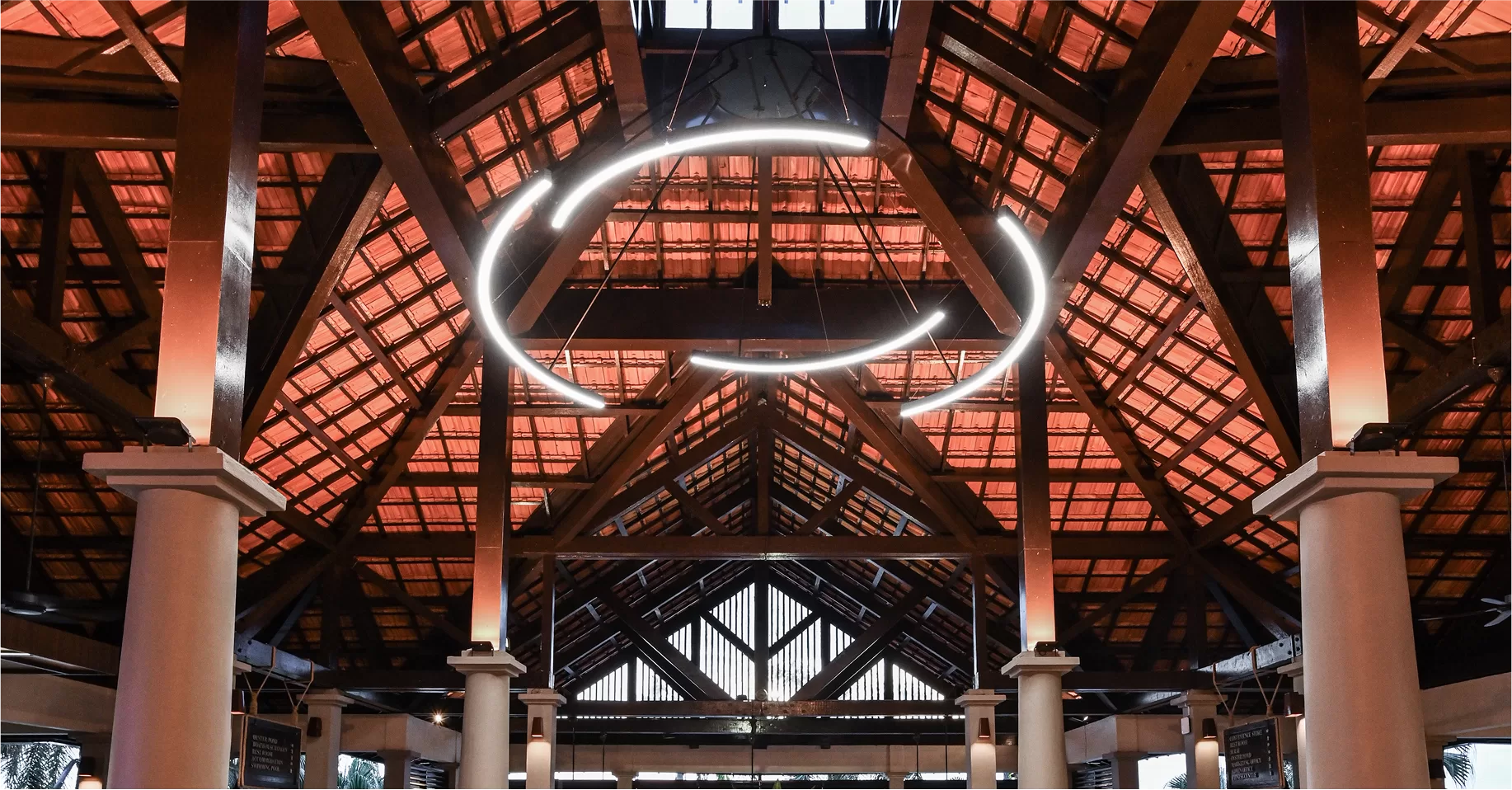 Interior of the main clubhouse at Sebana Cove Resort Interior of the main clubhouse at Sebana Cove Resort, featuring spacious seating areas and elegant hospitality interior design